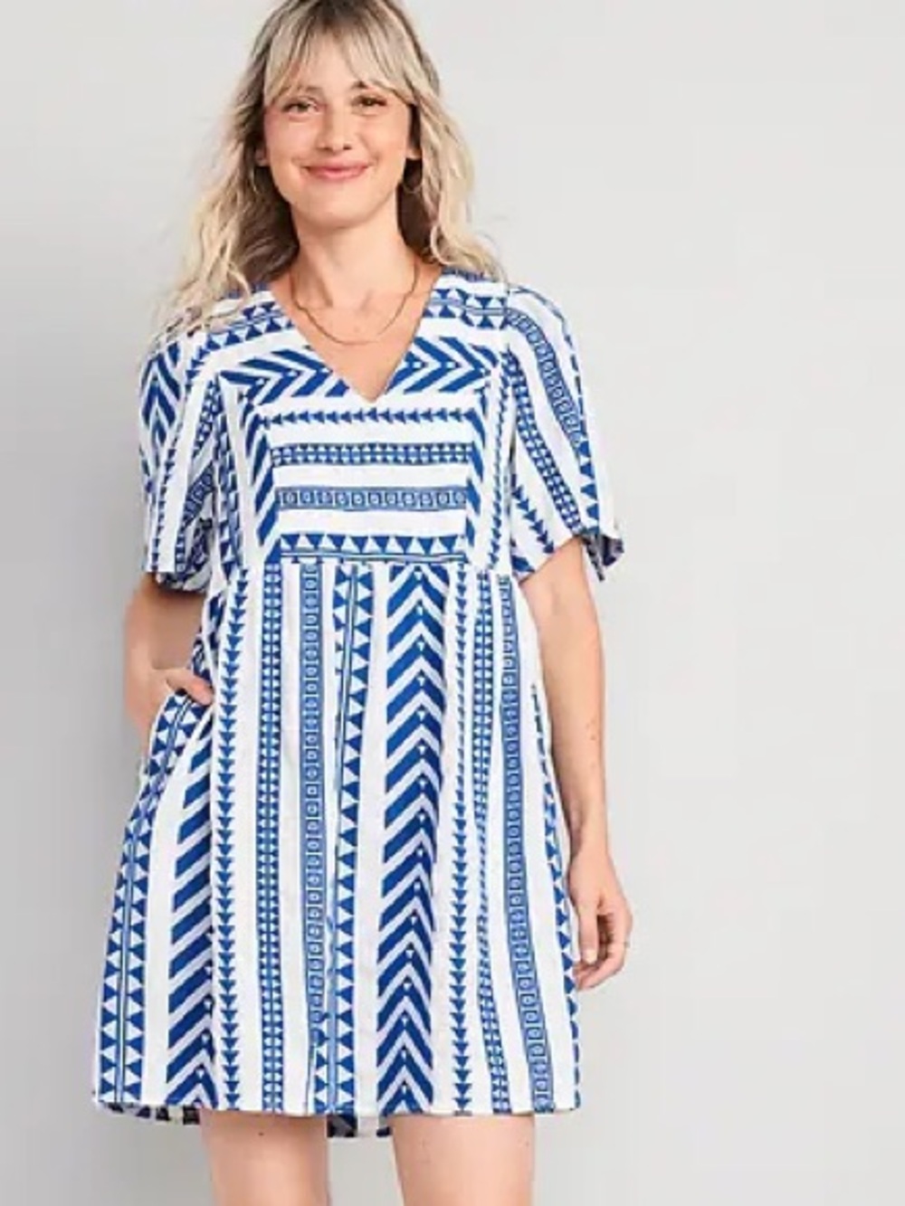 [Old Navy] Jacquard Tanzanite Cotton Blend Dress with Pockets
